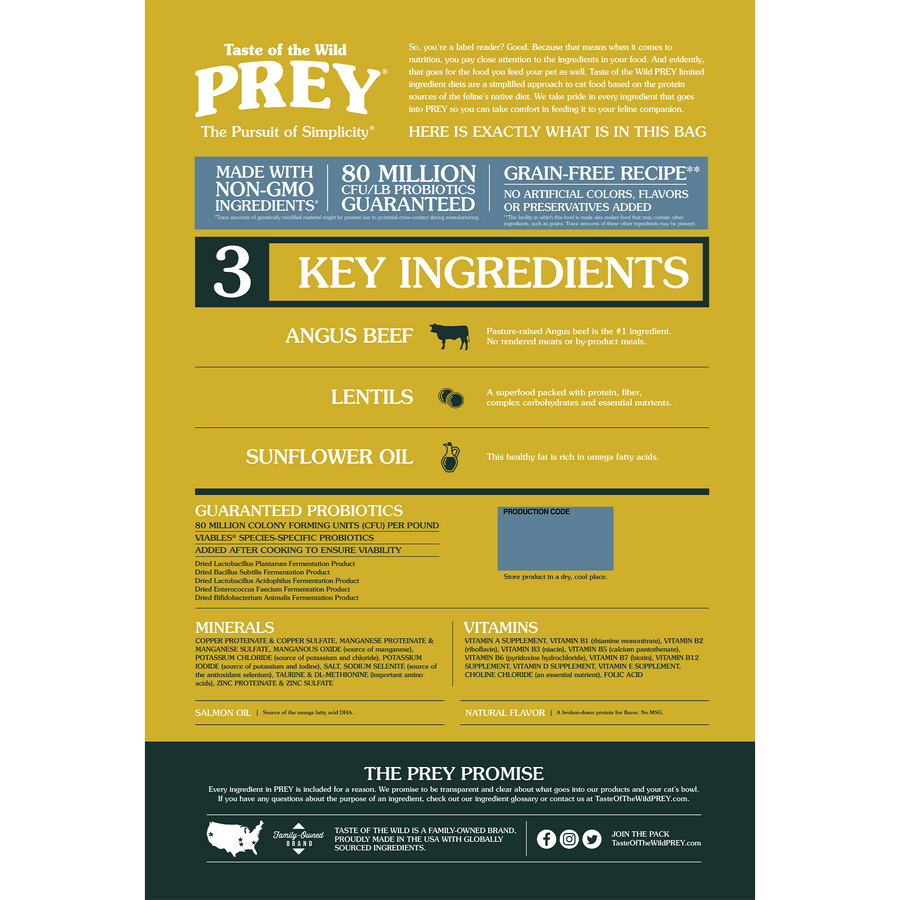 Taste of the Wild Prey Angus Beef Cat Food