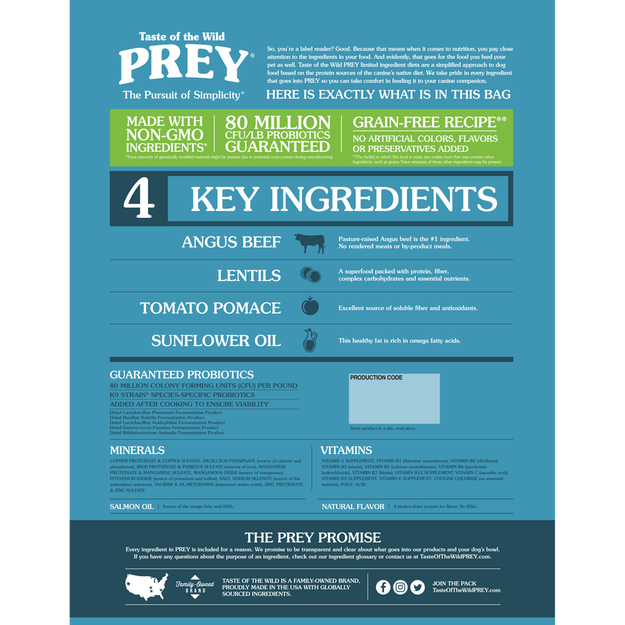 Taste of the Wild Prey Angus Beef Dog Food