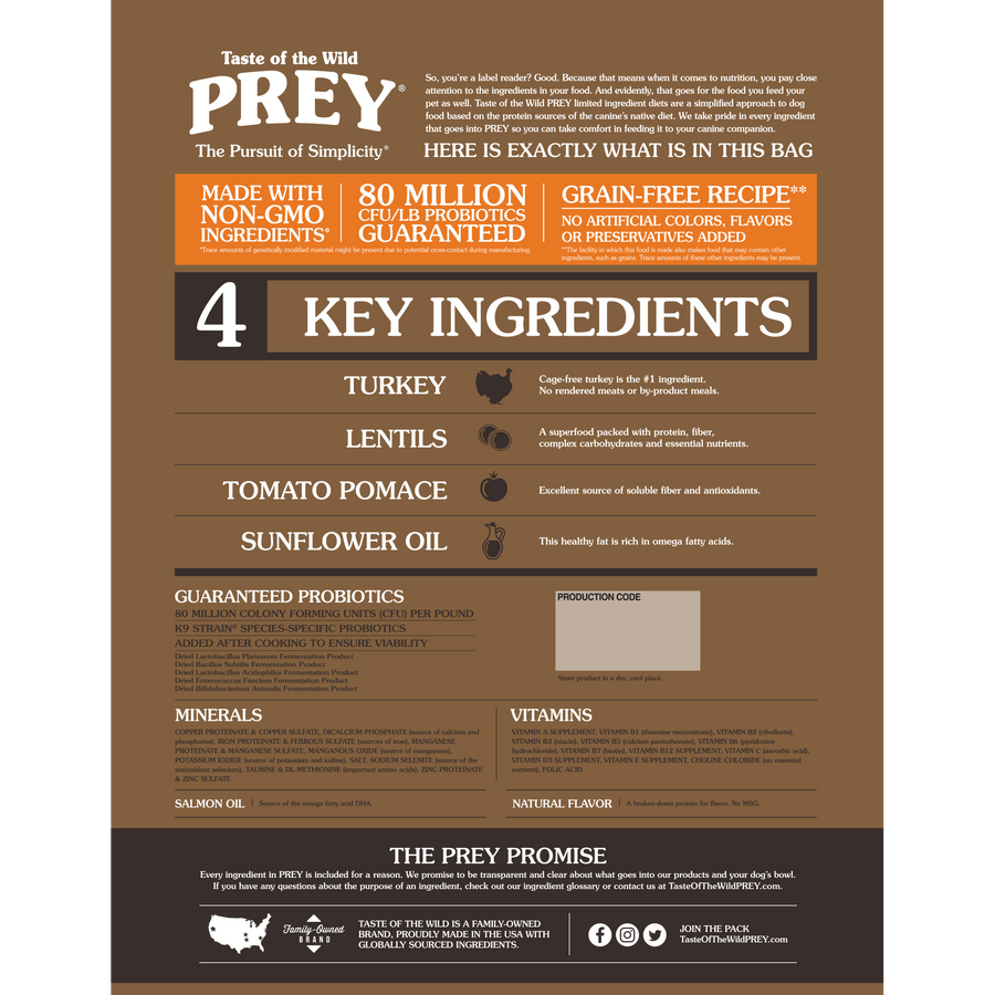 Taste of the Wild Prey Turkey Dry Dog Food