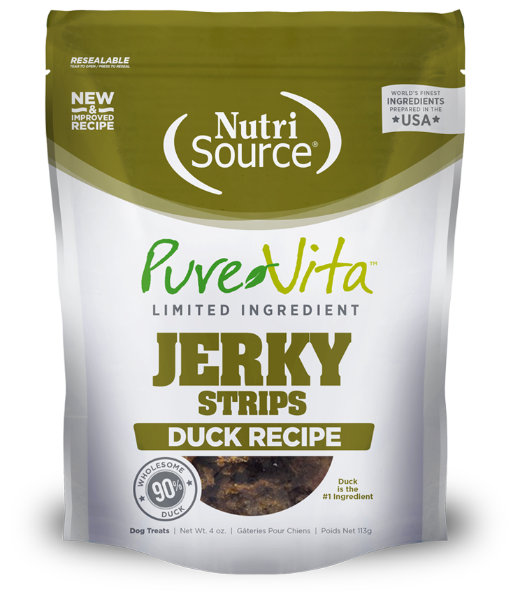 Nutrisource PureVita Jerky Strips Duck Recipe Dog Treats