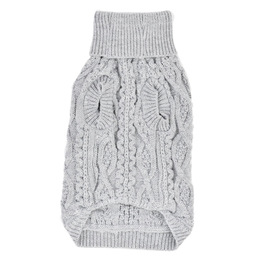 Gray Cable Knit Dog Sweater