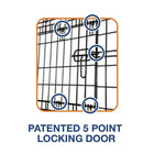 Precision Pet ProValu 2 Door Wire Crate Feature, patented 5 point locking door