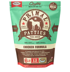 Primal Frozen Raw Chicken for Dog Patties 6lbs, Front Pouch
