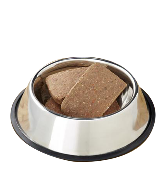 Primal Frozen Raw Lamb Formula for Dog Patties in a bowl