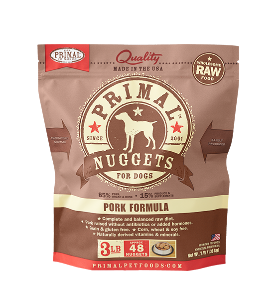 Primal Frozen Raw Pork for Dog 3lbs, Front Pouch