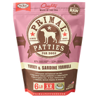 Primal Frozen Raw Turkey & Sardine Formula for Dog 6lb, Front Pouch