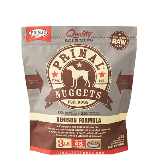 Primal Frozen Raw Venison Formula for Dog 3lb, Front Pouch
