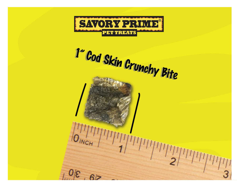 Savory Prime Cod Skin Fish Crunchy Bites Treats for Dogs