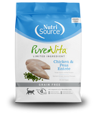 PureVita Grain-Free Chicken & Peas Entree Dry Cat Food front of bag.