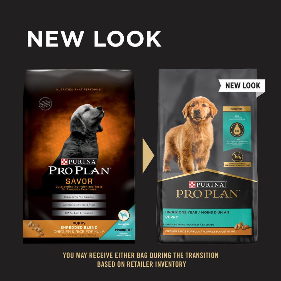 Purina Pro Plan Savor Puppy Shredded Blend Chicken & Rice Formula Dry Dog Food, New Packaging