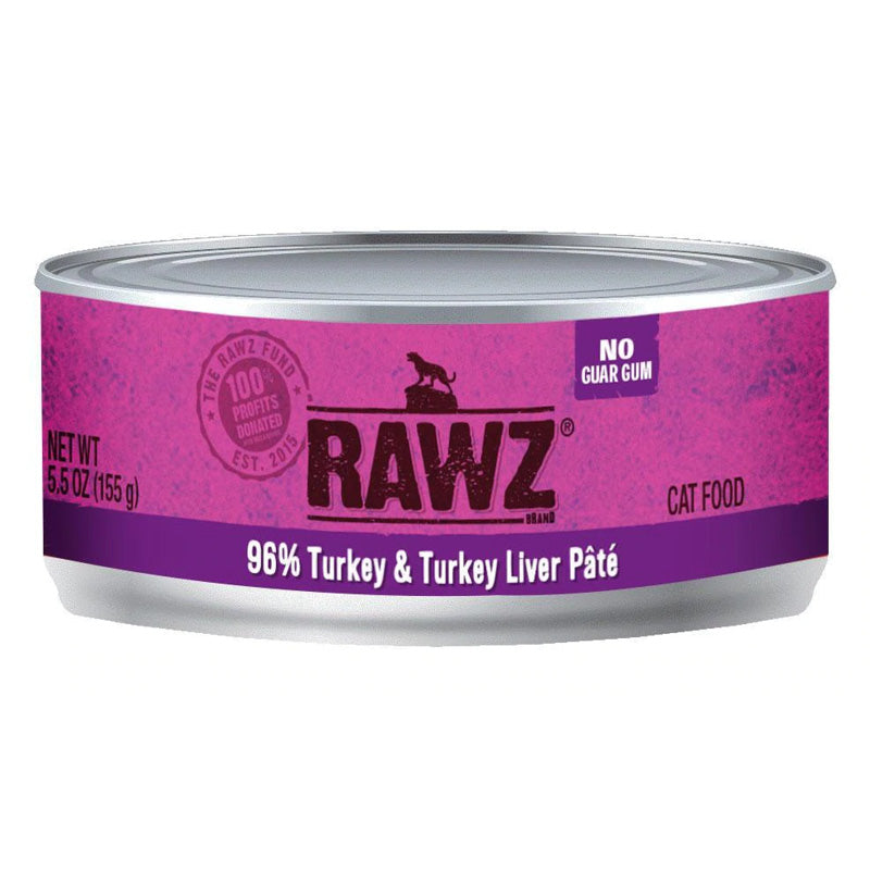 RAWZ 96% Turkey & Turkey Liver Canned Cat Food 5.5oz, Front Can