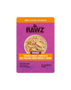 RAWZ Shredded Chicken Breast, Pumpkin & New Zealand Green Mussels Recipe Cat Food 2.46oz, Front Pouch