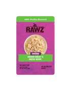 RAWZ Shredded Chicken Breast With Cheese Recipe Cat Food 2.46oz, Front Pouch
