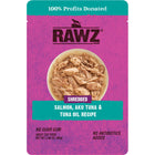 RAWZ Shredded Salmon, Aku Tuna, & Tuna Oil Recipe Cat Food 2.46oz ,Front Pouch
