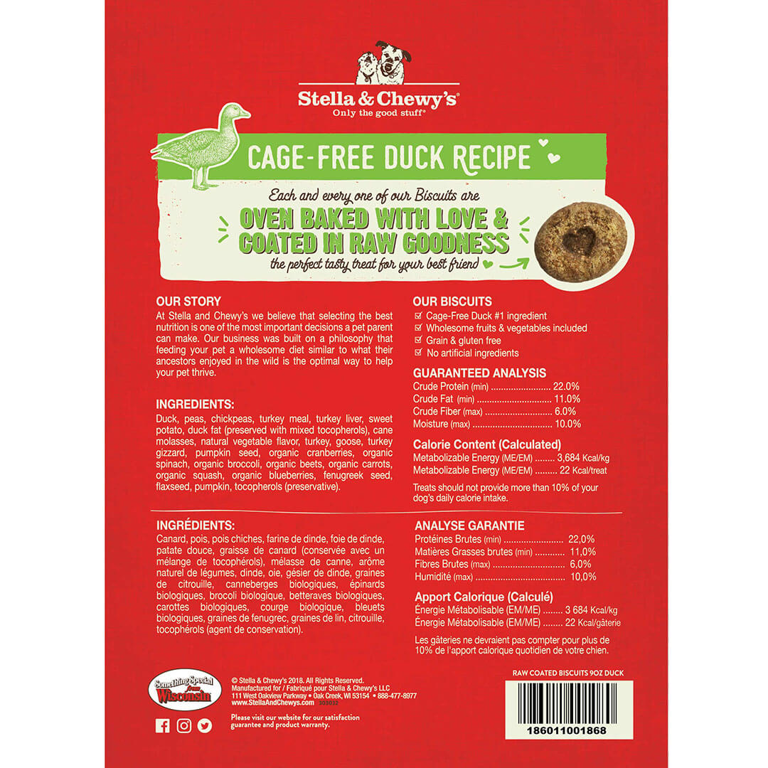 Stella & Chewy's Raw Coated Duck Biscuits for Dogs