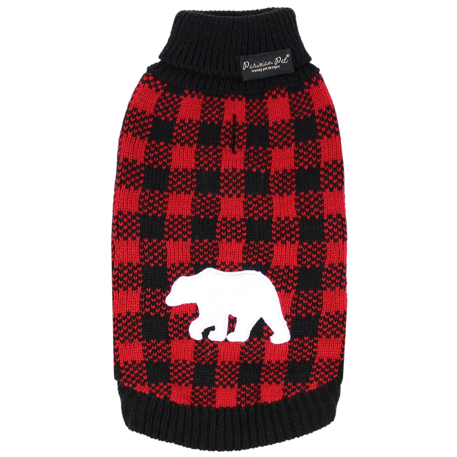 Buffalo Checkered Red Bear Dog Sweater