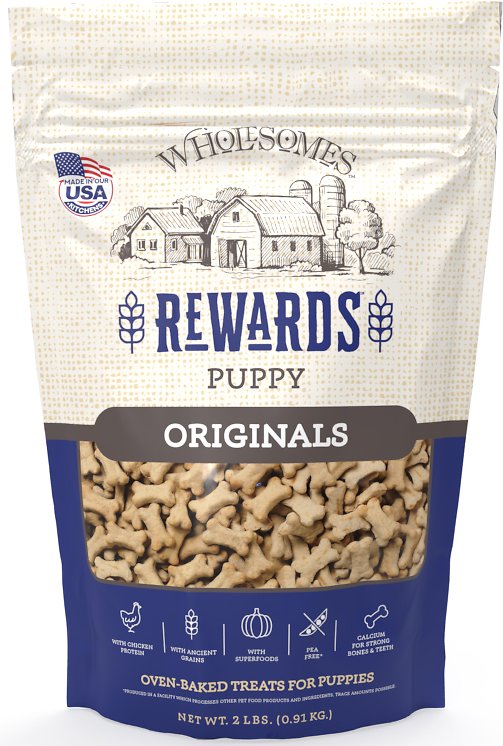 SPORTMiX Wholesomes Puppy Golden Biscuits Dog Treats 2lbs, Front Pouch