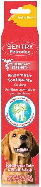 Sentry Petrodex Veterinary Strength Enzymatic Poultry Flavor Toothpaste for Dogs 2.5oz, Front Packaging