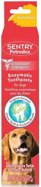 Sentry Petrodex Veterinary Strength Enzymatic Poultry Flavor Toothpaste for Dogs 2.5oz, Front Packaging