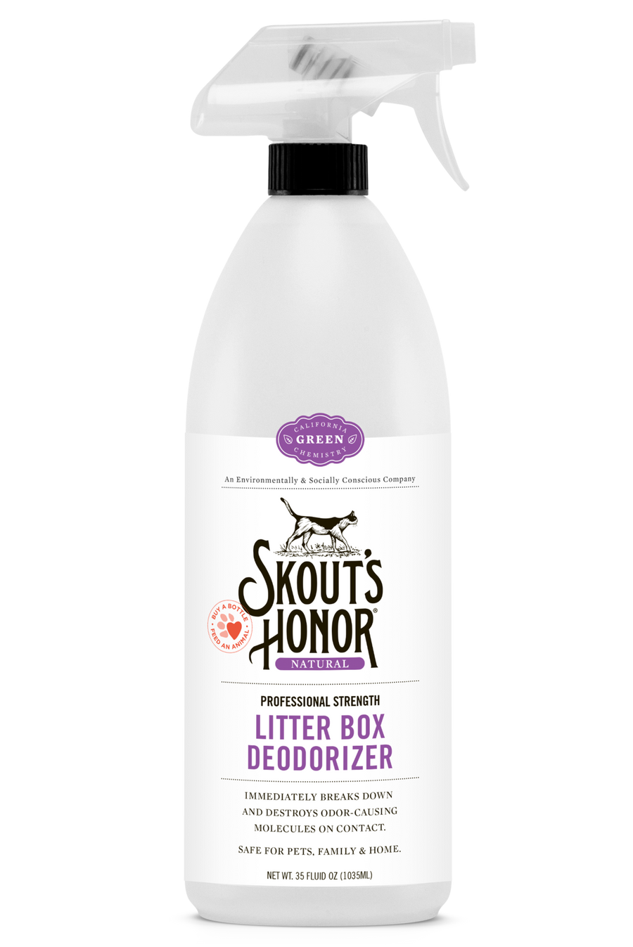Skout's Honor Litter Box Deodorizer Spray 32oz, Front Spray Bottle