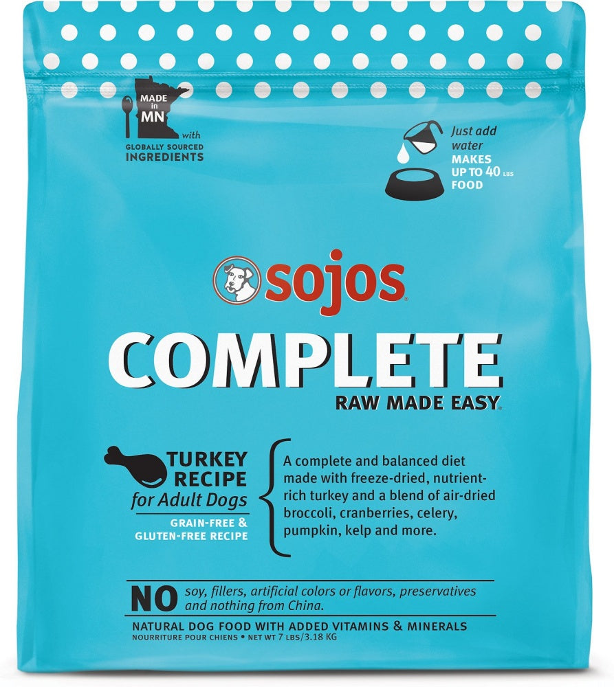 Sojos Complete Turkey Dog Food Mix, Front Packaging