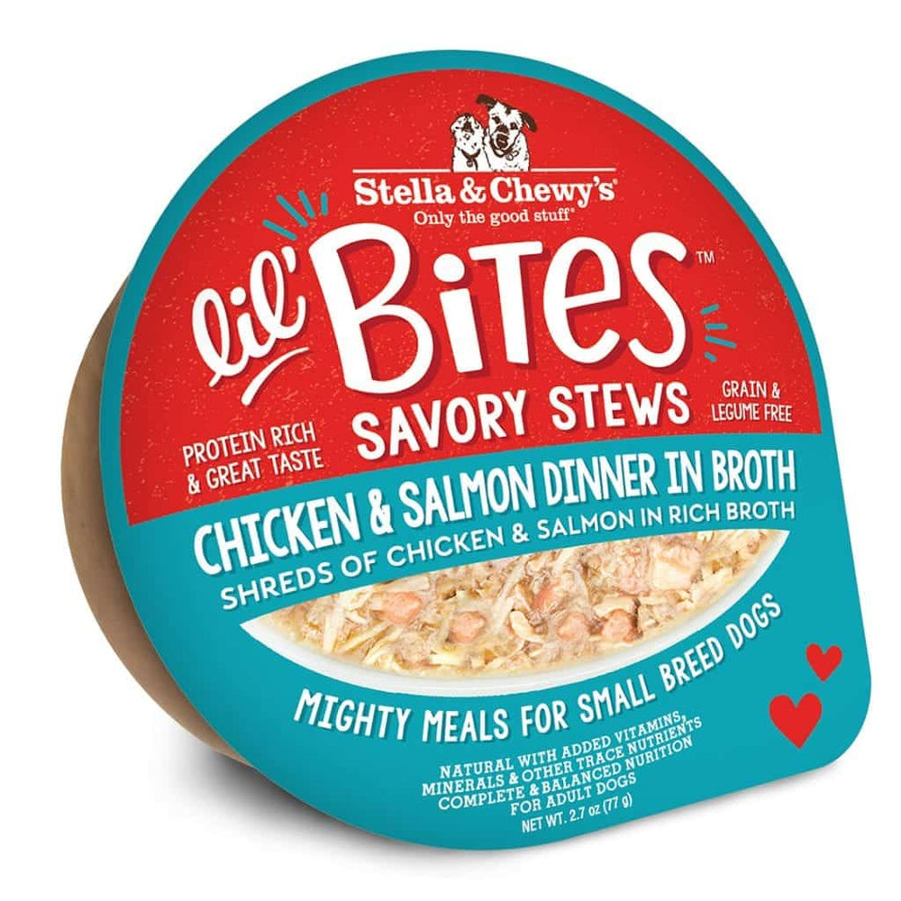 Stella & Chewy's Lil Bites Chicken & Salmon Stew Cups for Dogs 2.7oz, Top Packaging