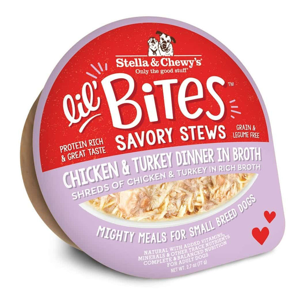 Stella & Chewy's Lil Bites Chicken & Turkey Stew Cups for Dogs 2.7oz, Top Packaging
