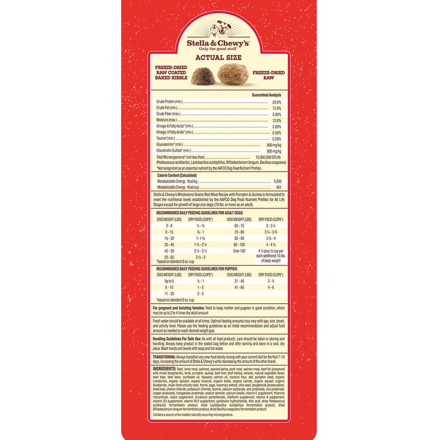 Stella & Chewy's Raw Blend Wholesome Grains Red Meat Dry Dog Food 3.5 Bag Side