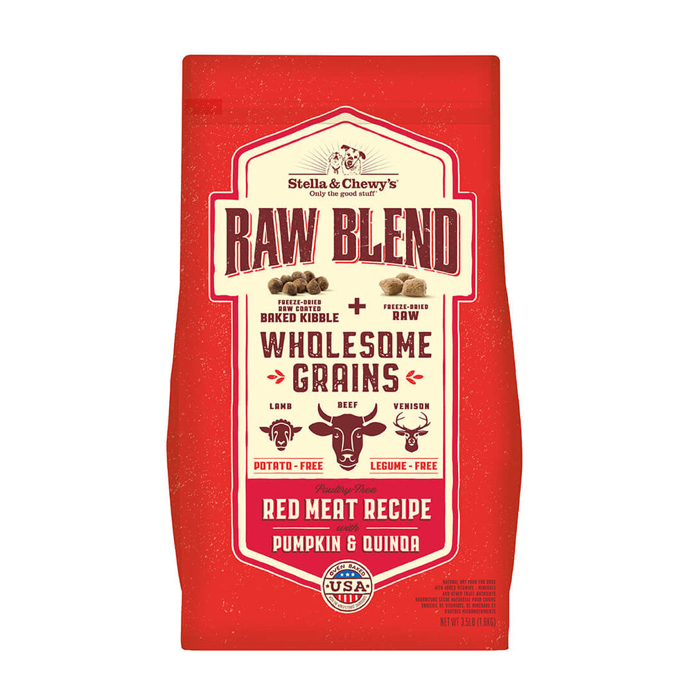 Stella & Chewy's Raw Blend Wholesome Grains Red Meat Dry Dog Food 3.5 Bag Front of Bag