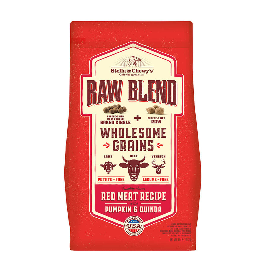 Stella & Chewy's Raw Blend Wholesome Grains Red Meat Dry Dog Food 3.5 Bag Front of Bag