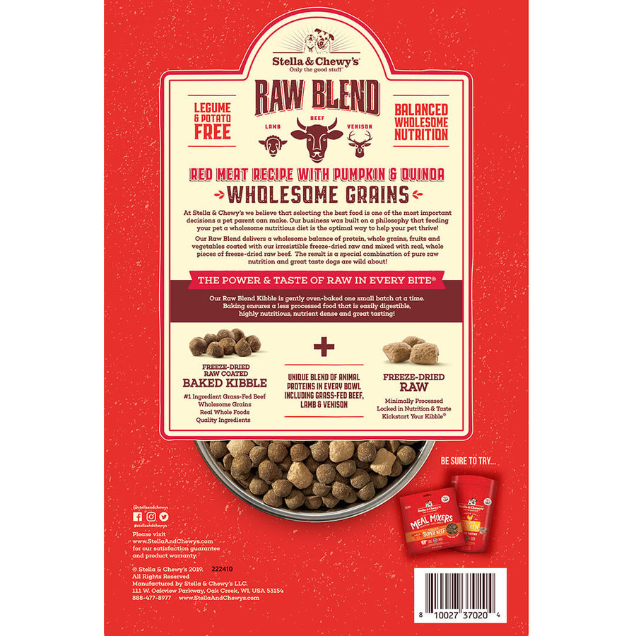 Stella & Chewy's Raw Blend Wholesome Grains Red Meat Dry Dog Food Back Bag