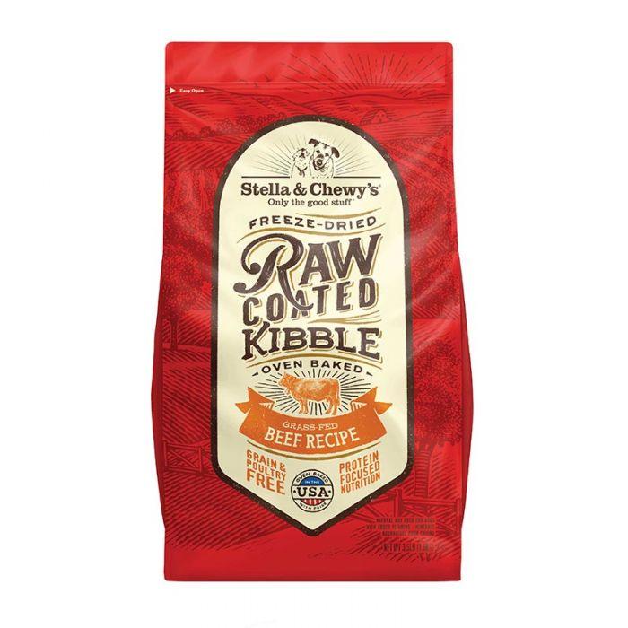 Stella & Chewy's Raw Coated Grass Fed Beef Dog Food 3lbs, Front Bag