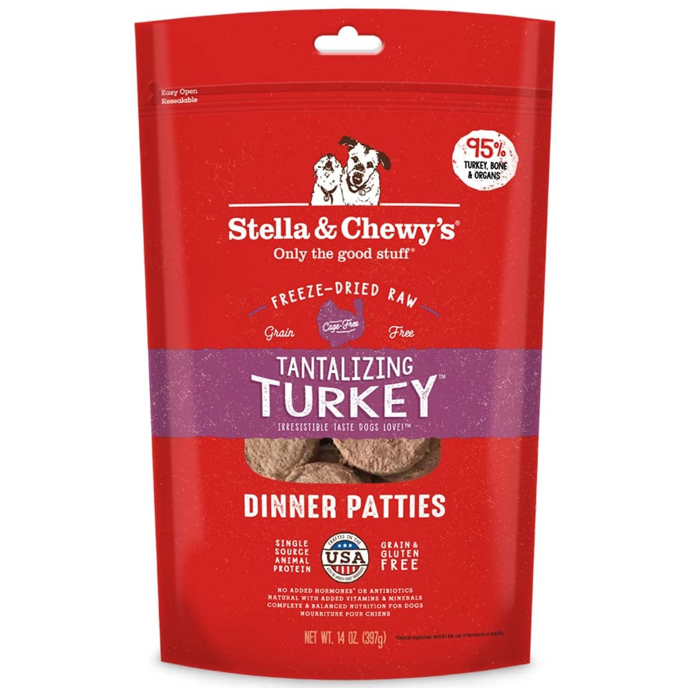 Stella & Chewy's Tantalizing Turkey Grain Free Dinner Patties Freeze Dried Raw Dog Food Front Pouch