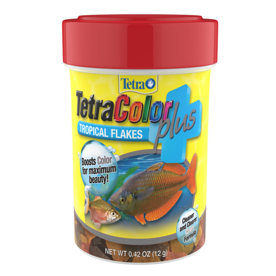 Tetra Color Plus Tropical Flakes Fish Food 0.42oz, Front Container