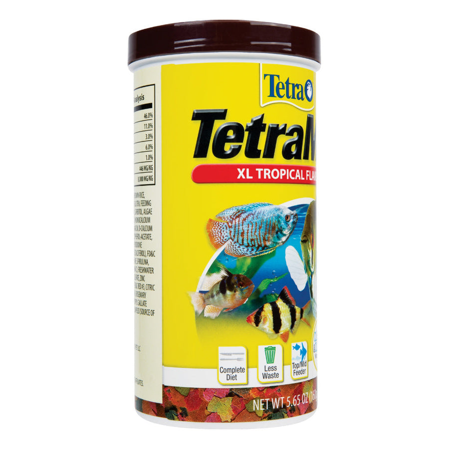 Tetra Min Extra Large Tropical Flakes Fish Food 5.65oz, Front Side Container