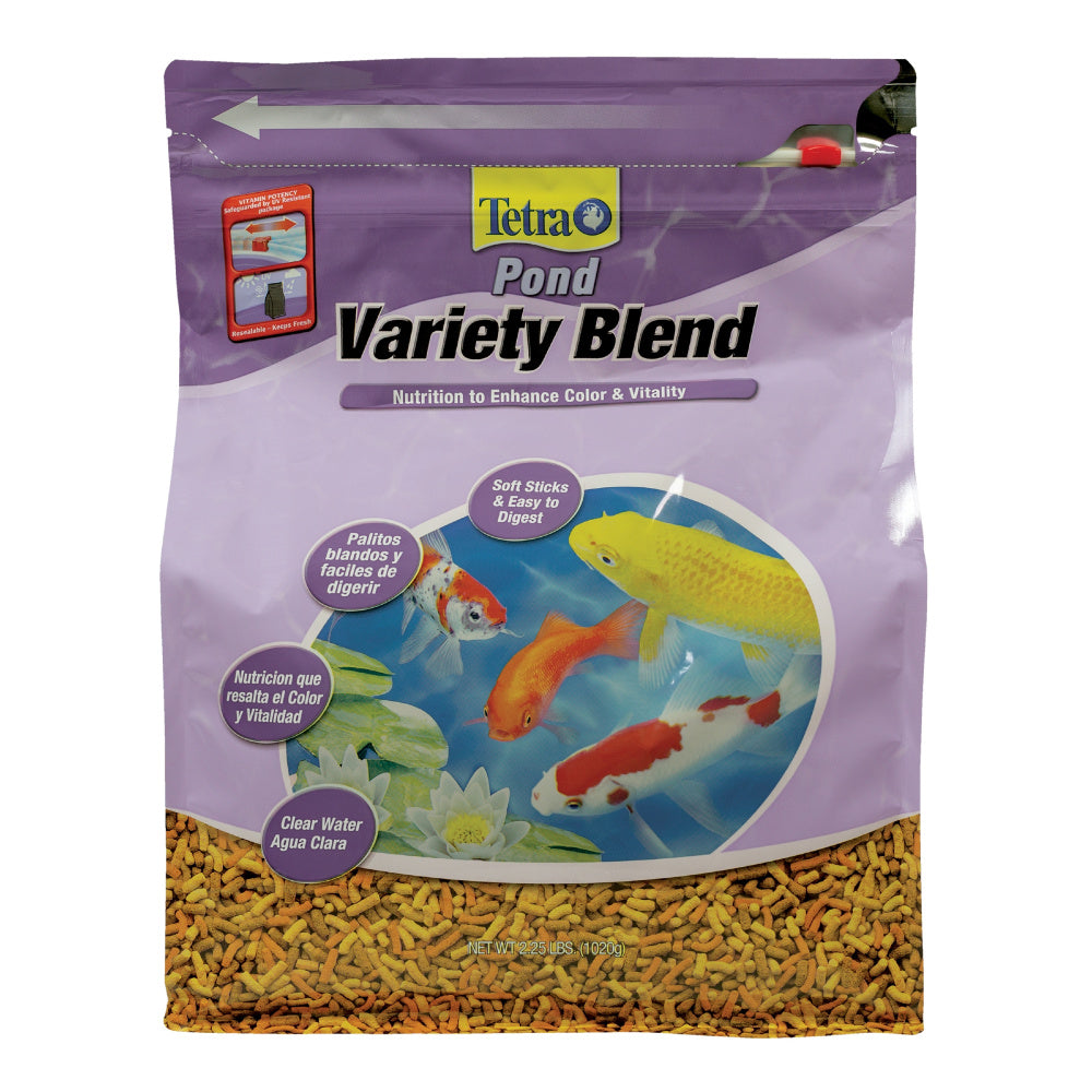 Tetra Pond Variety Blend Color & Vitality Enhancing Koi & Goldfish Fish Food 2.25lbs, Front of bag
