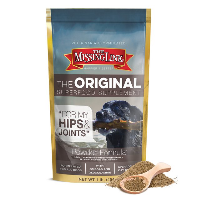 The Missing Link Superfood Dog Supplement for Hips and Joints 1lb, Front of Bag