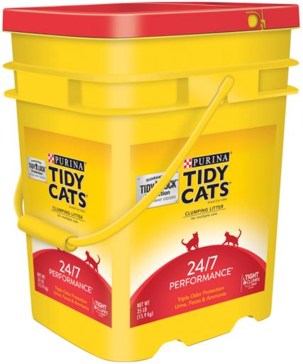Tidy Cats Scoop 24/7 Performance Continuous Odor Control for Multiple Cats Cat Litter 35LB, Front Side Packaging