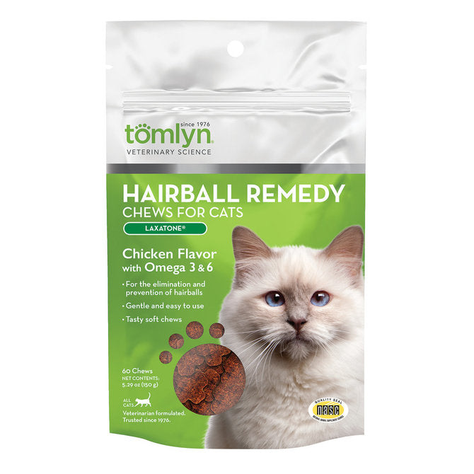Tomlyn Hairball Remedy Cat Chews 60C, Front Pouch