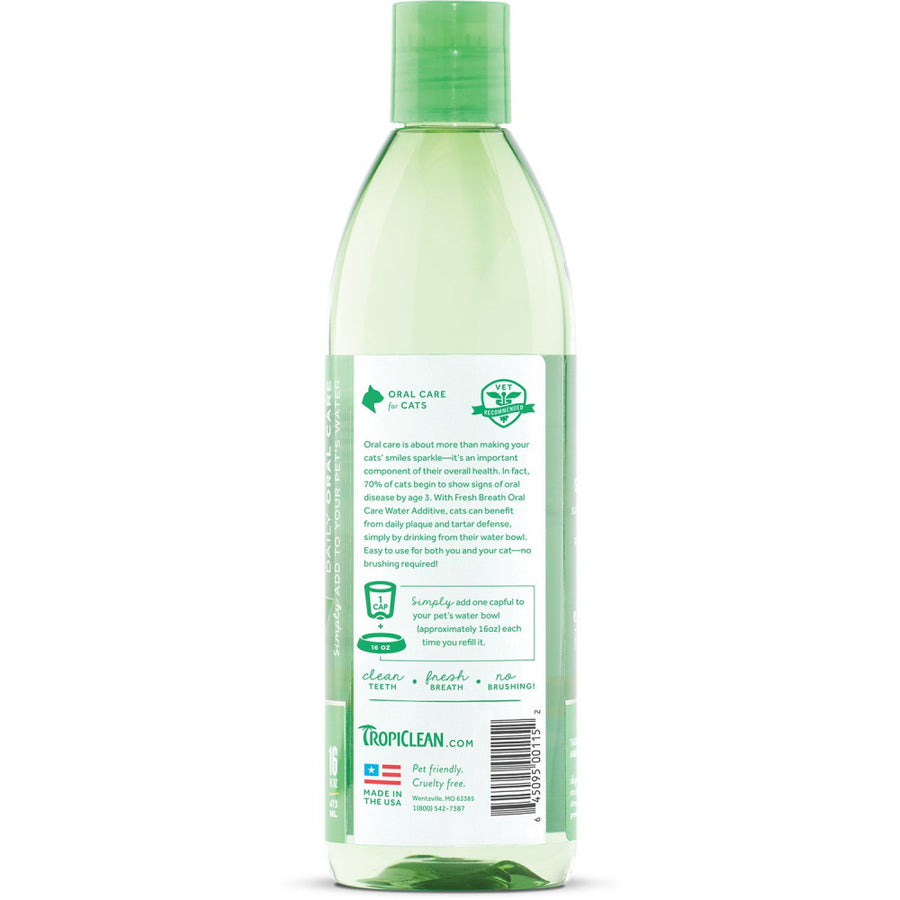 Tropiclean Fresh Breath Water Additive for Cats, Back of Bottle