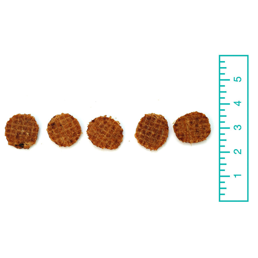 Tuesday's Natural Dog Company Rabbit Flips Dog Treat, Comparison Size