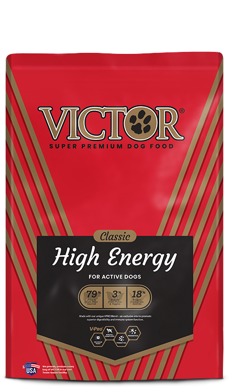 Victor Classic High Energy Dry Dog Food 5lb, Front of Bag
