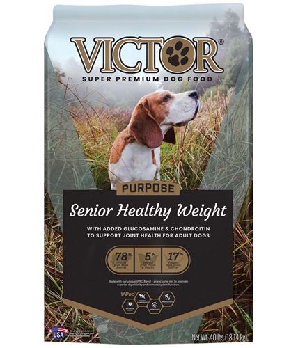Victor Purpose Senior Healthy Weight Dog Food 40lbs, Front of bag