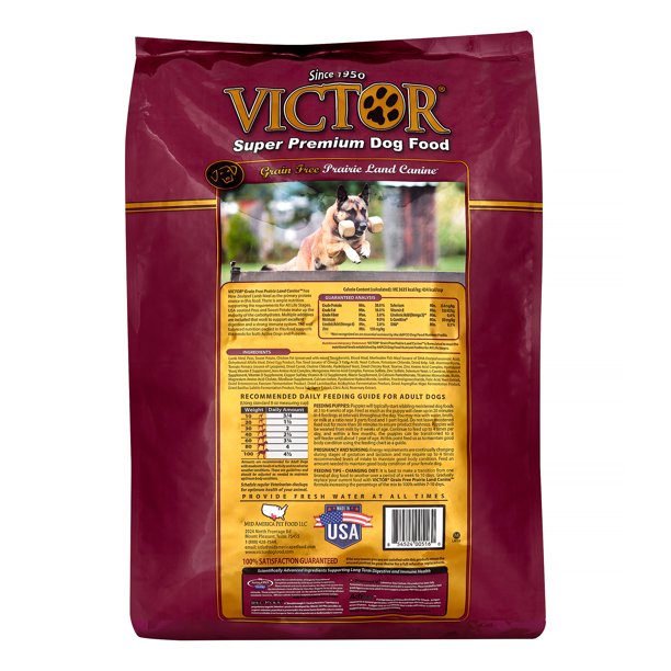 Victor Select Grain Free Lamb Meal & Sweet Potato Dry Dog Food 30lbs, Back of bag