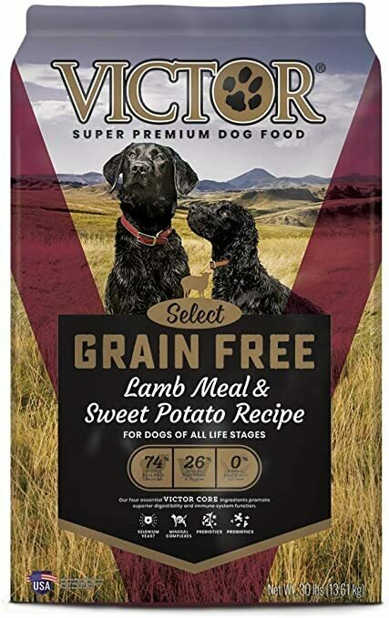 Victor Select Grain Free Lamb Meal & Sweet Potato Dry Dog Food 30lbs, Front of bag