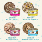 Weruva Seafood & Eat It! Classic Canned Variety Pack Front cans and Content