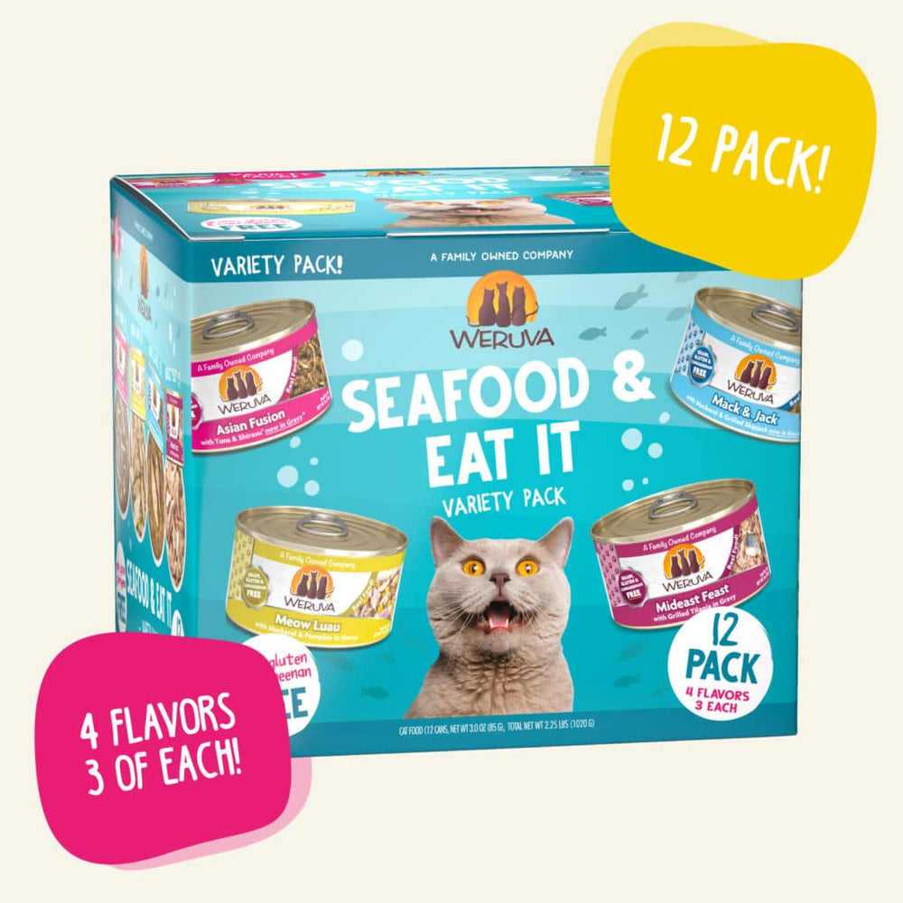 Weruva Seafood & Eat It! Classic Canned Variety Pack, 3-each of 4 Flavor 