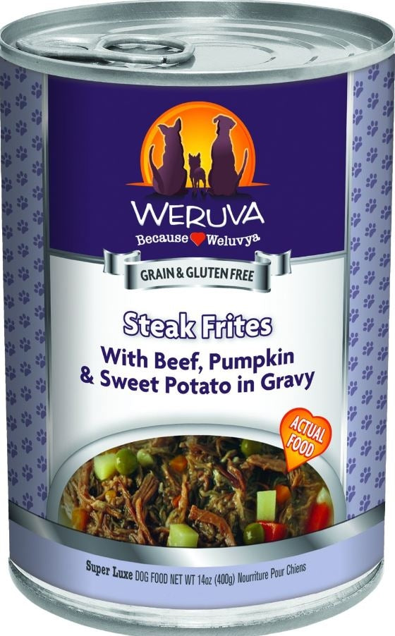 Weruva Steak Frites Canned Dog Food 14oz, Front Can