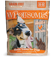 Wholesomes Heidi's Chicken Jerky Dog Treats 25oz, Front Pouch