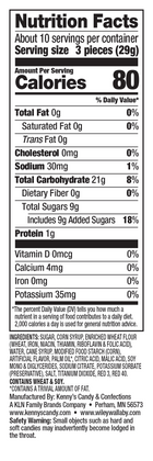 Wiley Wallaby Watermelon Australian Style Licorice 10oz, Nutrition Facts